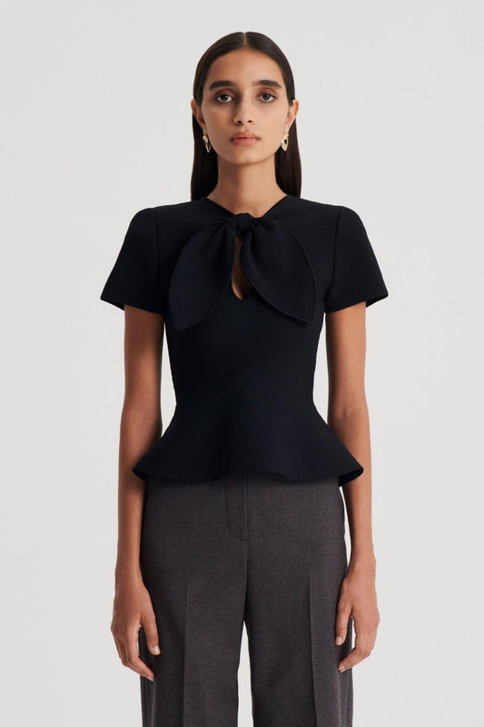 Tops | Women Scanlan Theodore CREPE KNIT CRAVAT TOP Black