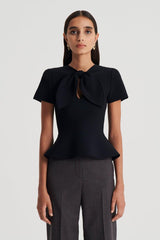 Tops | Women Scanlan Theodore CREPE KNIT CRAVAT TOP Black