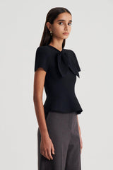 Tops | Women Scanlan Theodore CREPE KNIT CRAVAT TOP Black