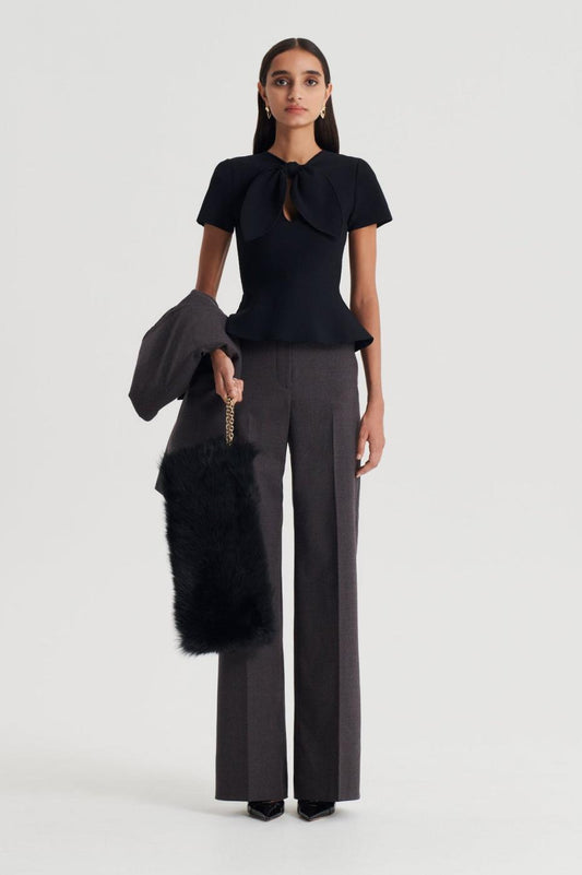 Tops | Women Scanlan Theodore CREPE KNIT CRAVAT TOP Black