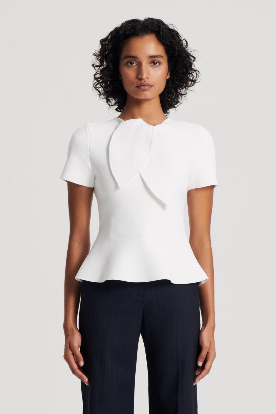 Tops | Women Scanlan Theodore CREPE KNIT CRAVAT TOP Cream