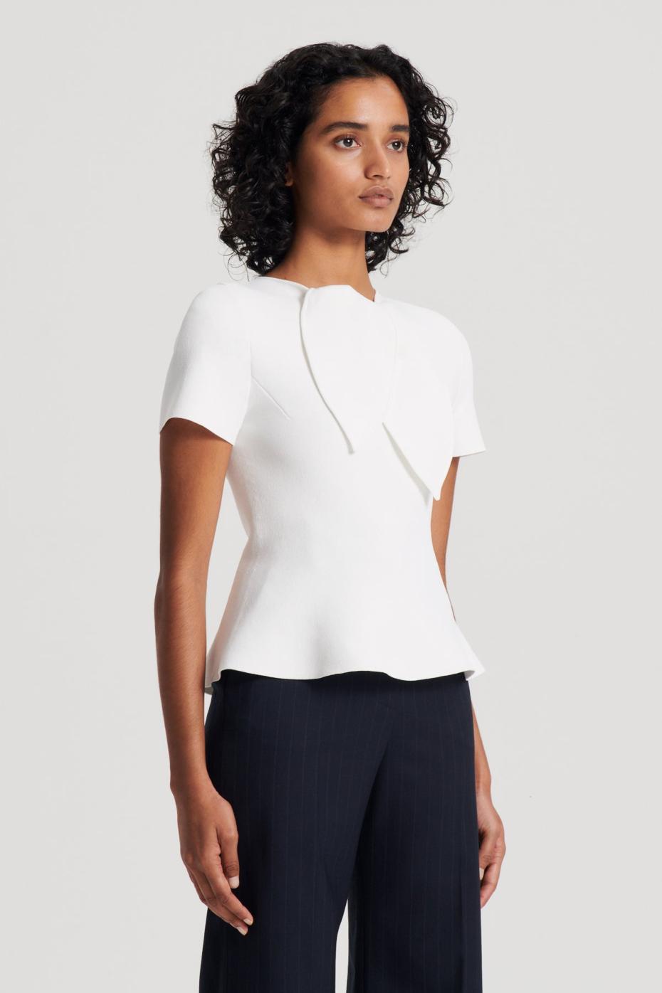 Tops | Women Scanlan Theodore CREPE KNIT CRAVAT TOP Cream