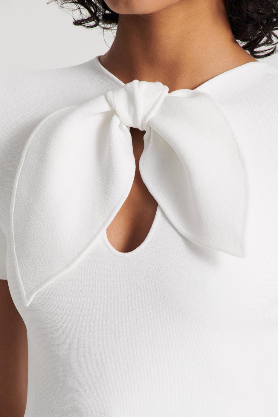 Tops | Women Scanlan Theodore CREPE KNIT CRAVAT TOP Cream