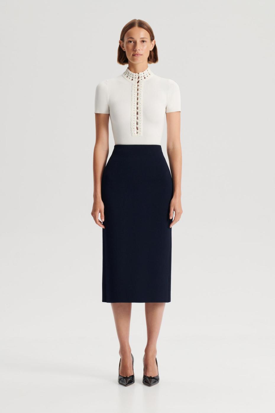 Tops | Women Scanlan Theodore CREPE KNIT DAISY SHORT SLEEVE TOP Cream