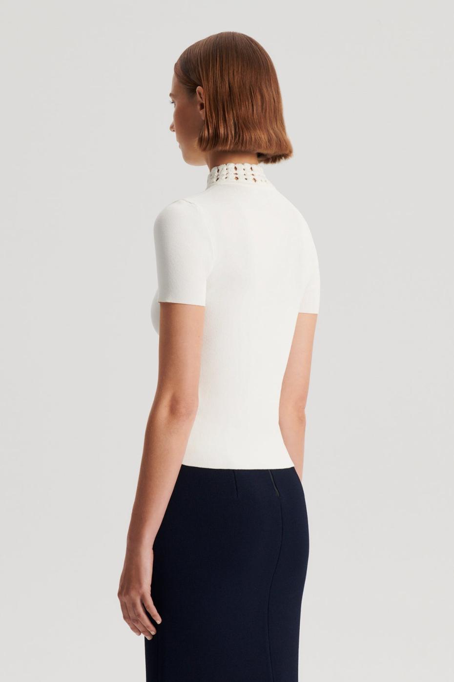 Tops | Women Scanlan Theodore CREPE KNIT DAISY SHORT SLEEVE TOP Cream