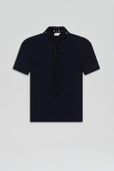 Tops | Women Scanlan Theodore CREPE KNIT DAISY SHORT SLEEVE TOP Navy