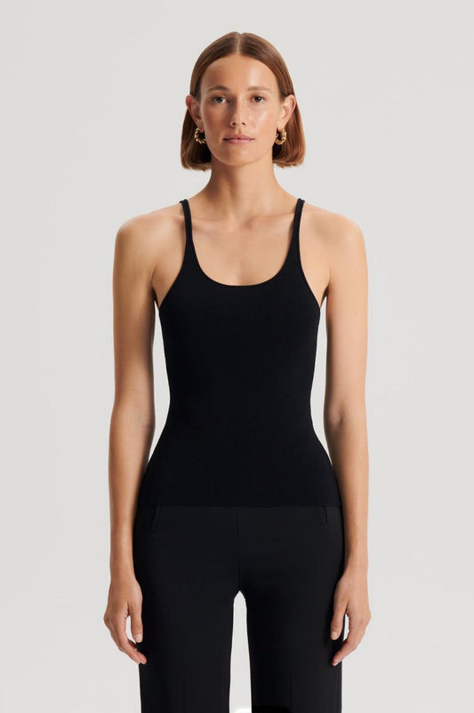 Tops | Women Scanlan Theodore CREPE KNIT RIB SINGLET Black