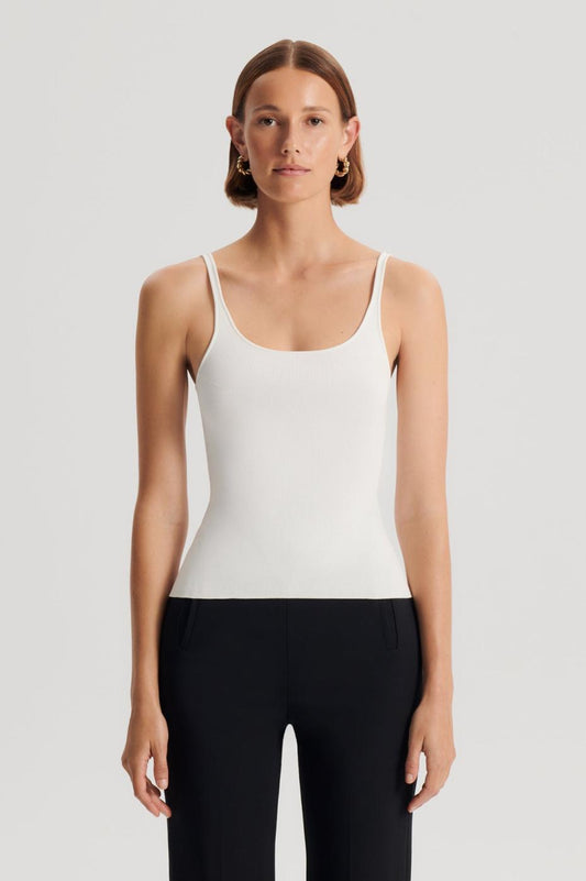 Tops | Women Scanlan Theodore CREPE KNIT RIB SINGLET Cream