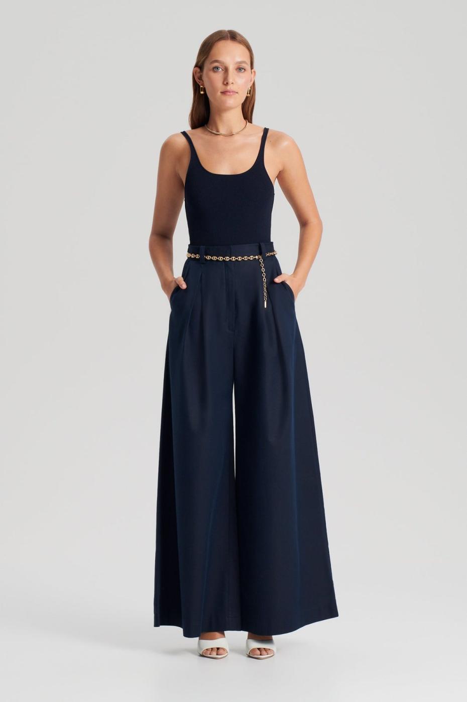 Tops | Women Scanlan Theodore CREPE KNIT RIB SINGLET Navy