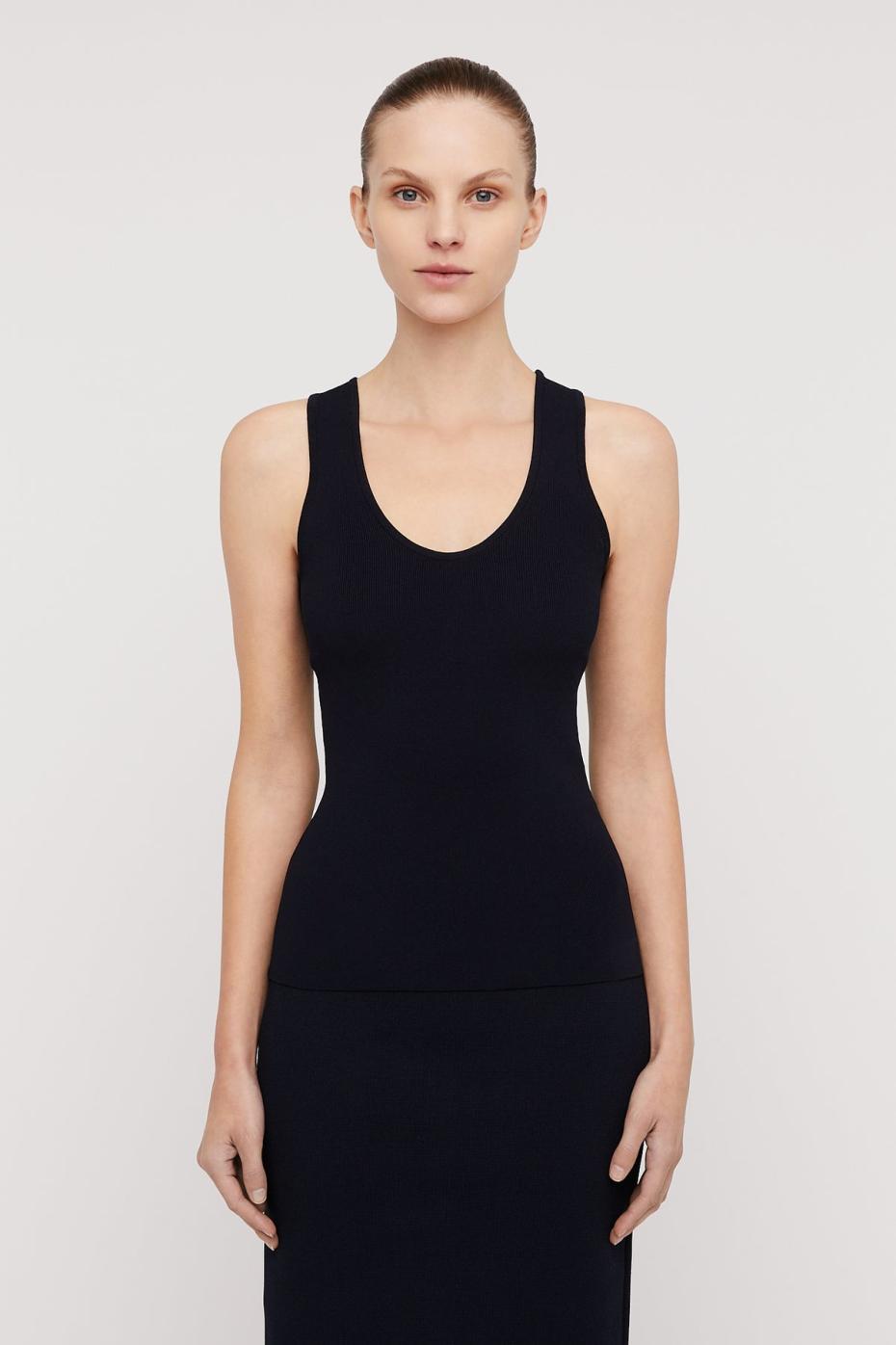 Tops | Women Scanlan Theodore CREPE KNIT SINGLET Navy