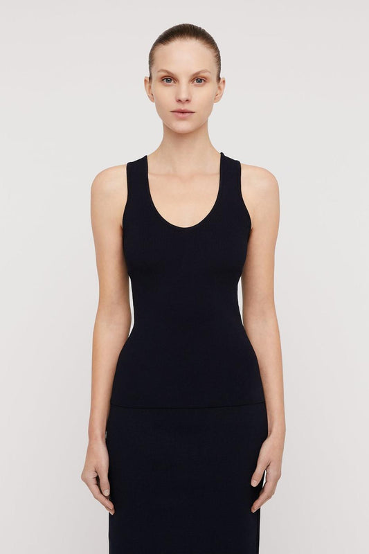 Tops | Women Scanlan Theodore CREPE KNIT SINGLET Navy