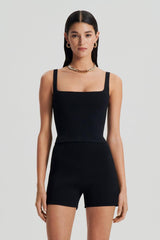 Tops | Women Scanlan Theodore CREPE KNIT SQUARE CAMISOLE Black