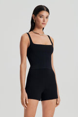 Tops | Women Scanlan Theodore CREPE KNIT SQUARE CAMISOLE Black