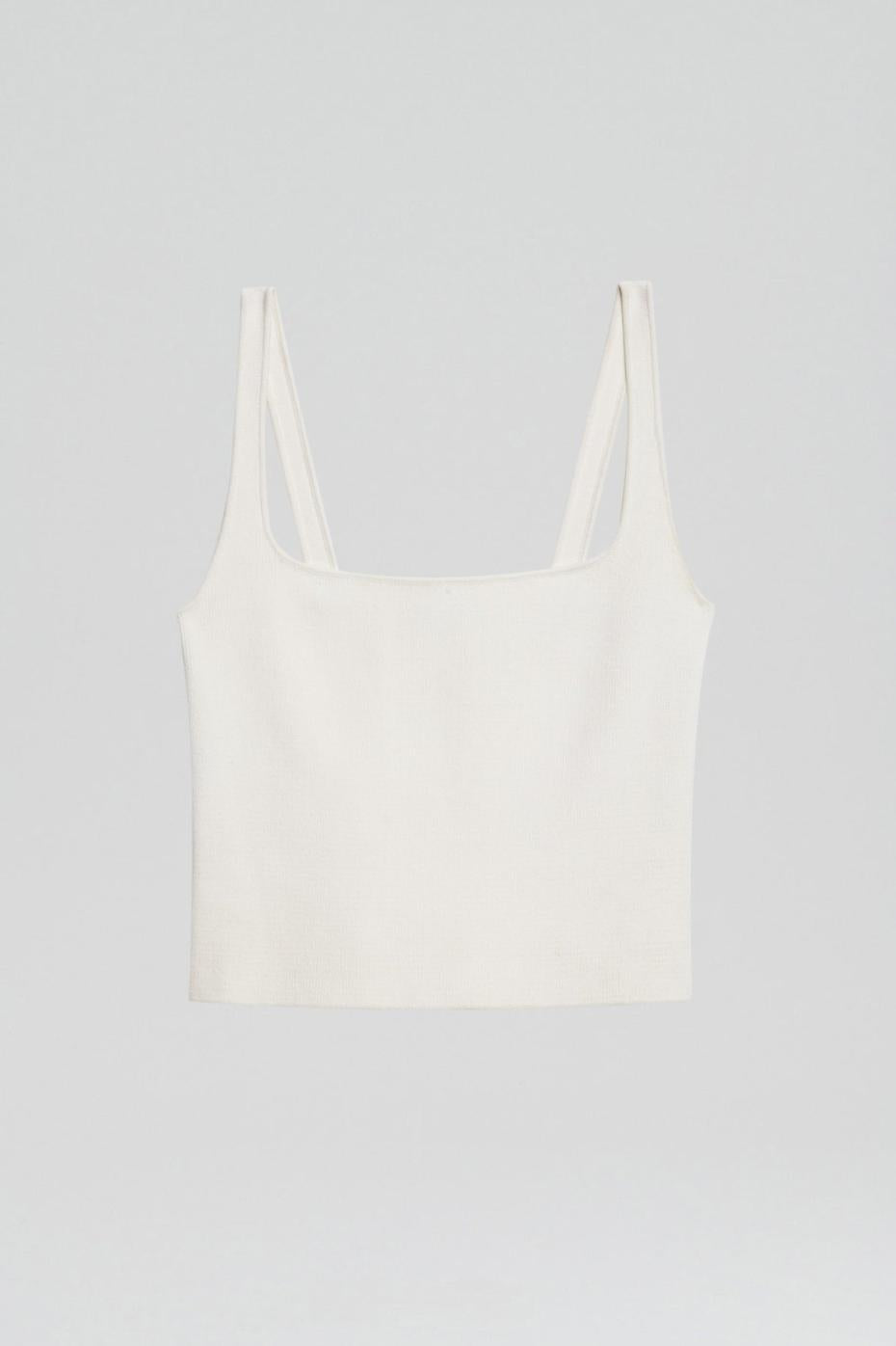 Tops | Women Scanlan Theodore CREPE KNIT SQUARE CAMISOLE Cream