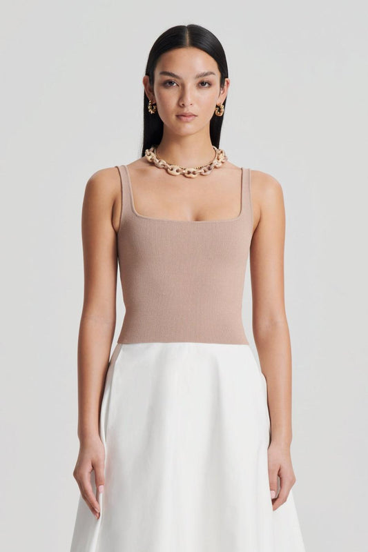 Tops | Women Scanlan Theodore CREPE KNIT SQUARE CAMISOLE Oat