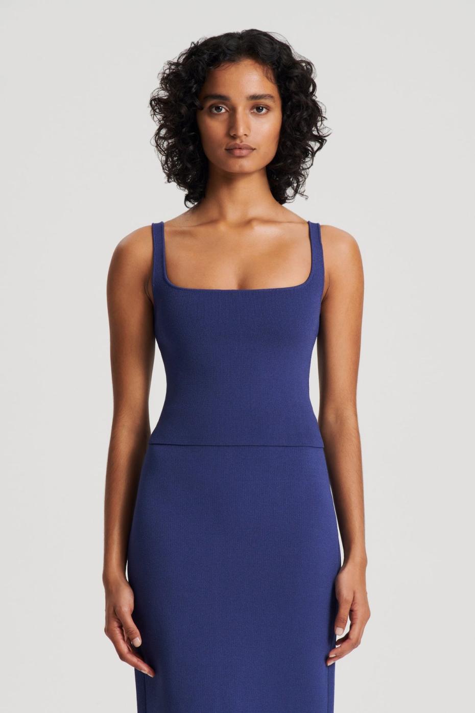 Tops | Women Scanlan Theodore CREPE KNIT SQUARE CAMISOLE Royal