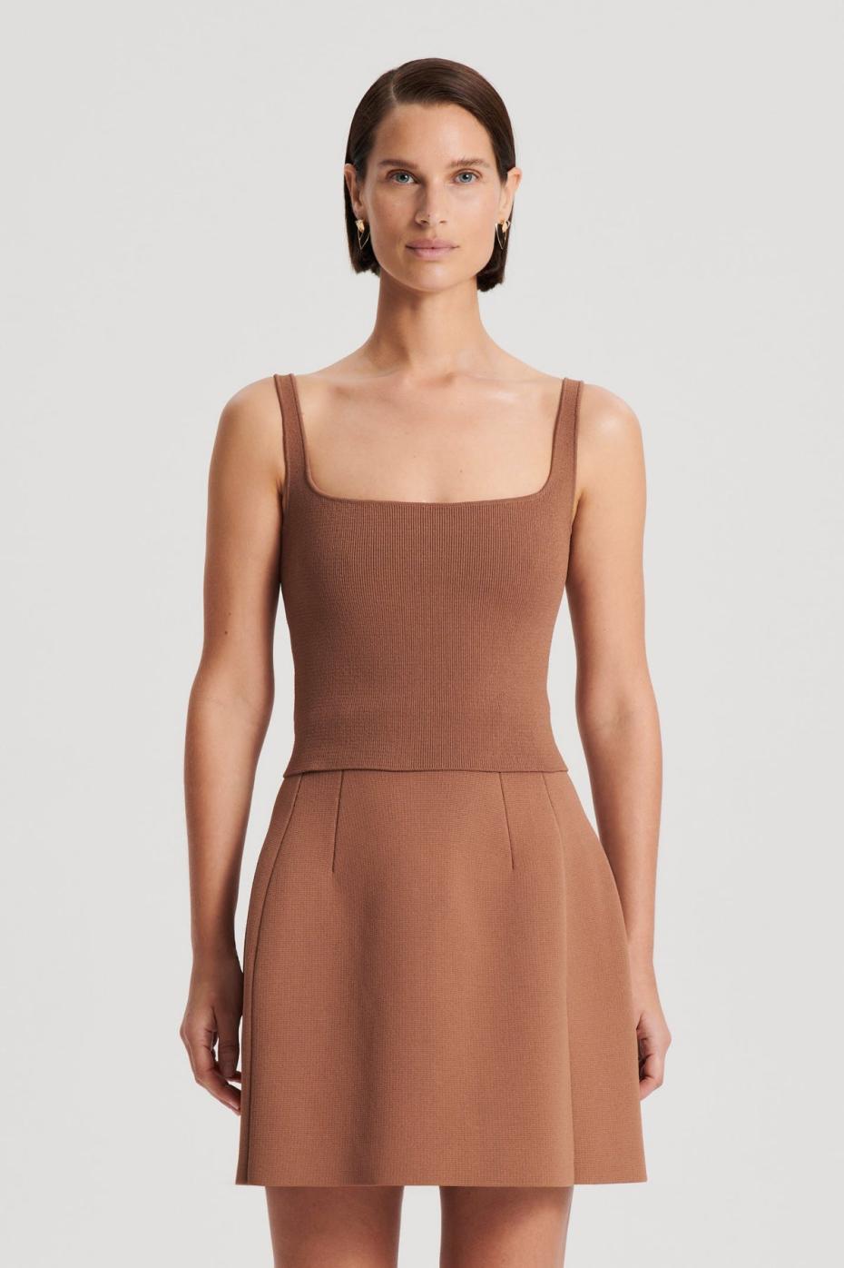 Tops | Women Scanlan Theodore CREPE KNIT SQUARE CAMISOLE Spice