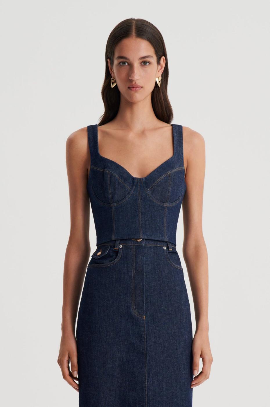 Tops | Women Scanlan Theodore DENIM BRALETTE Indigo.b