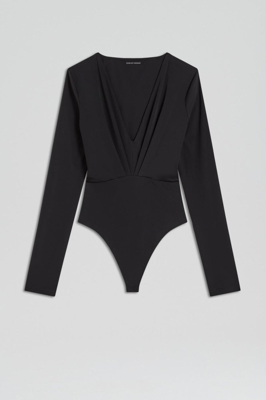 Tops | Women Scanlan Theodore DRAPE V/NECK BODYSUIT Black