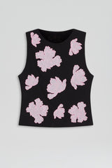 Tops | Women Scanlan Theodore EMBROIDERED FLORAL MESH TOP Black.pink