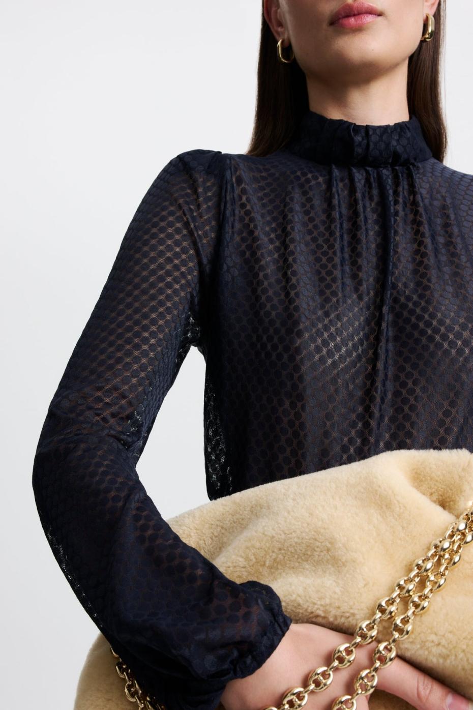 Tops | Women Scanlan Theodore FRENCH LACE BLOUSE Navy