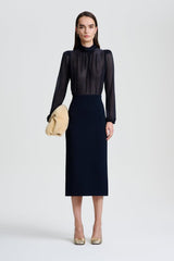 Tops | Women Scanlan Theodore FRENCH LACE BLOUSE Navy