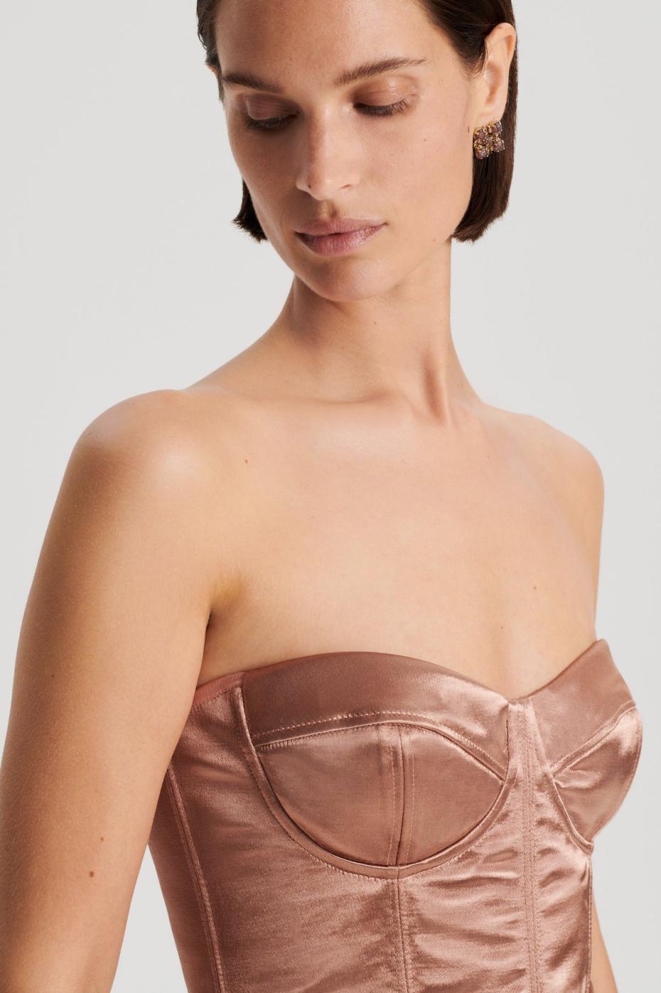 Tops | Women Scanlan Theodore FRENCH SATIN BUSTIER Cinnamon