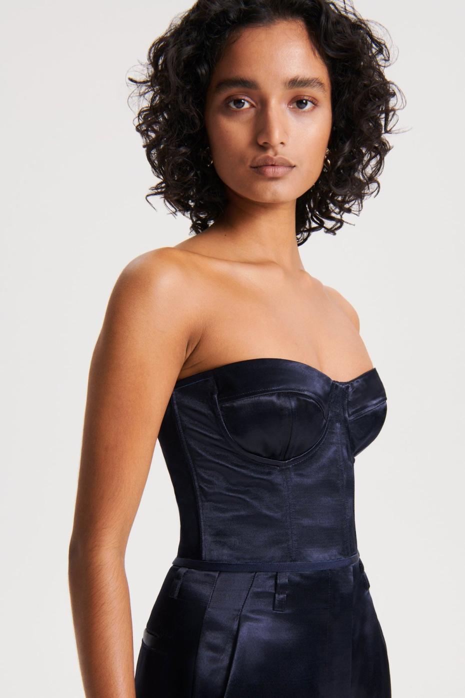 Tops | Women Scanlan Theodore FRENCH SATIN BUSTIER Ink