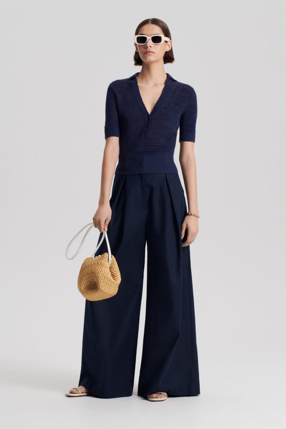 Tops | Women Scanlan Theodore LINEN SLIM FIT SHIRT Navy