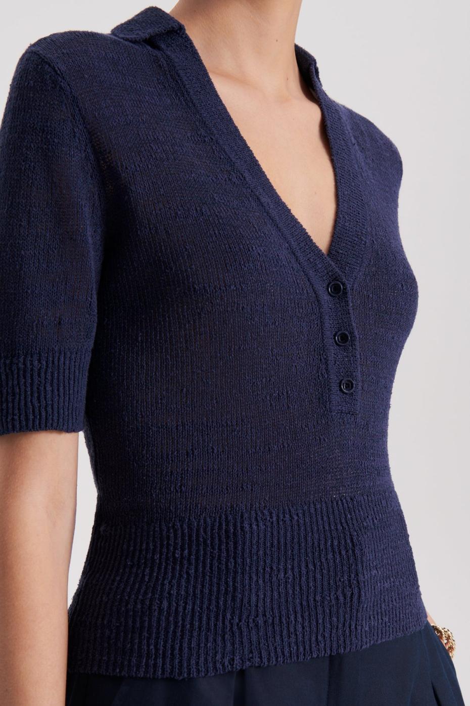 Tops | Women Scanlan Theodore LINEN SLIM FIT SHIRT Navy