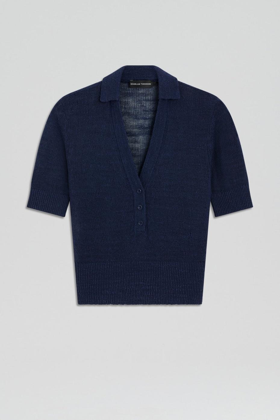 Tops | Women Scanlan Theodore LINEN SLIM FIT SHIRT Navy