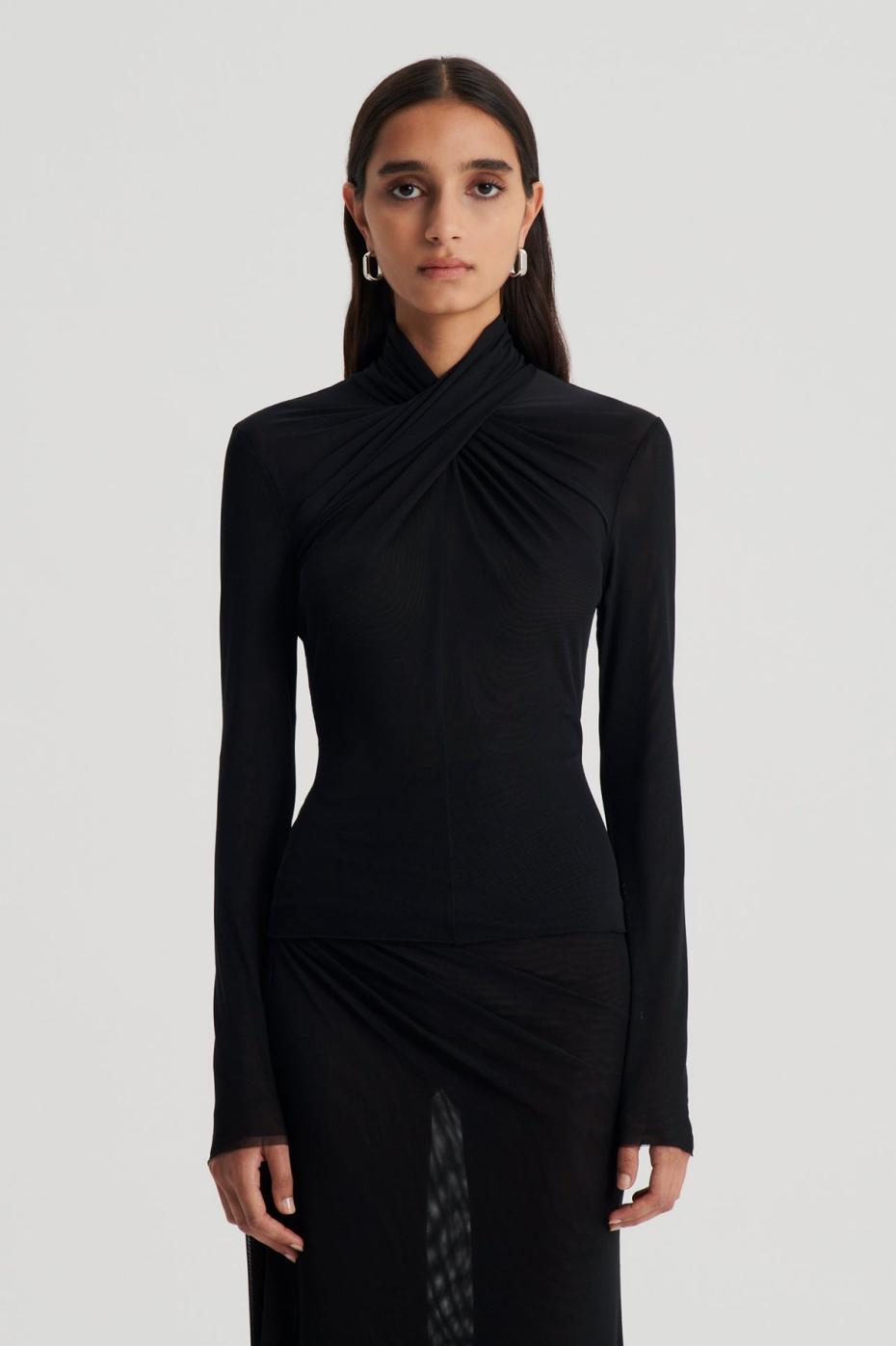 Tops | Women Scanlan Theodore MESH TURBAN TWIST TOP Black