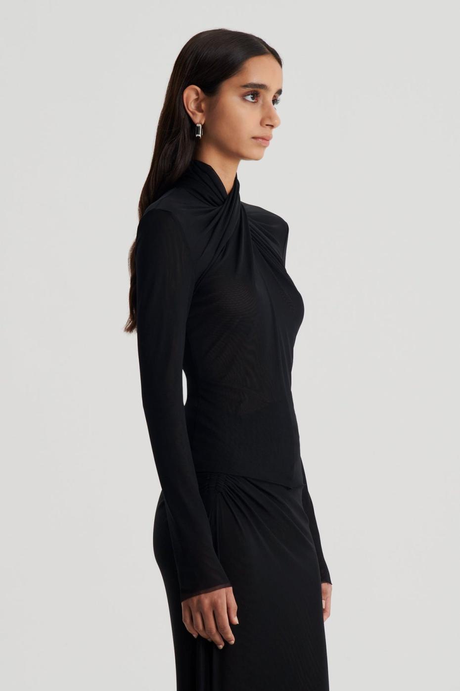 Tops | Women Scanlan Theodore MESH TURBAN TWIST TOP Black