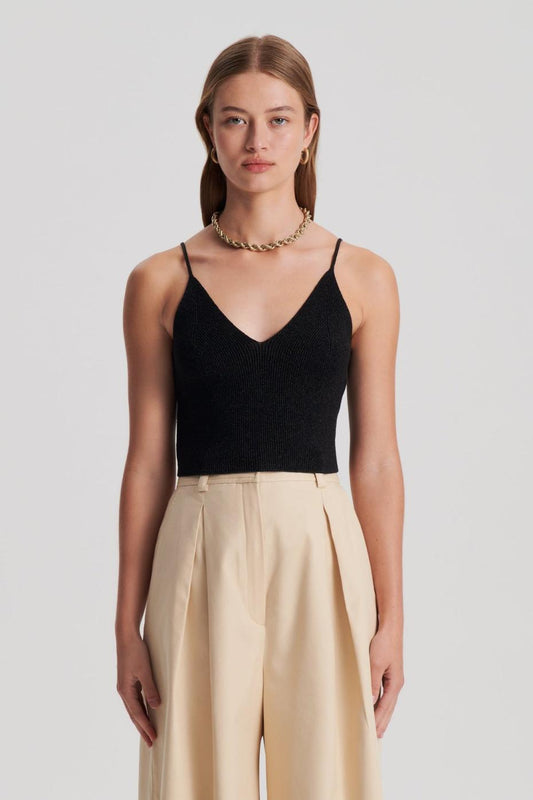 Tops | Women Scanlan Theodore METALLIC KNIT CAMISOLE Black