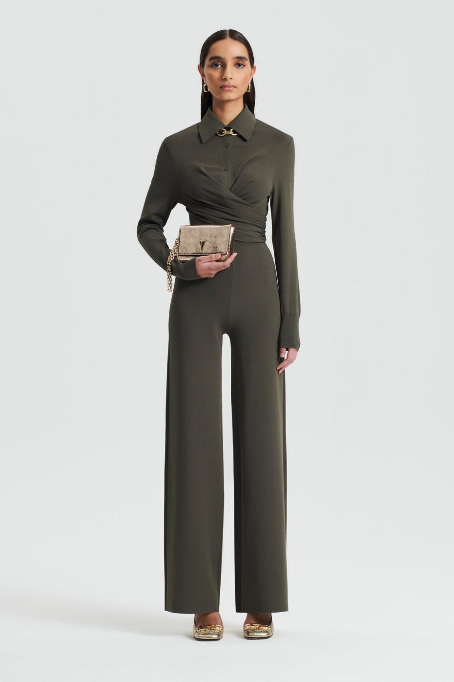 Tops | Women Scanlan Theodore MICRO CREPE WRAP SHIRT Safari