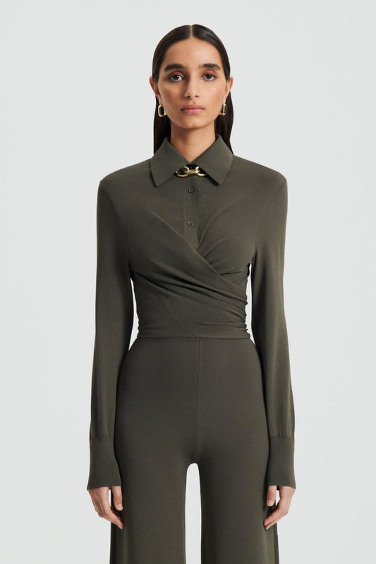 Tops | Women Scanlan Theodore MICRO CREPE WRAP SHIRT Safari