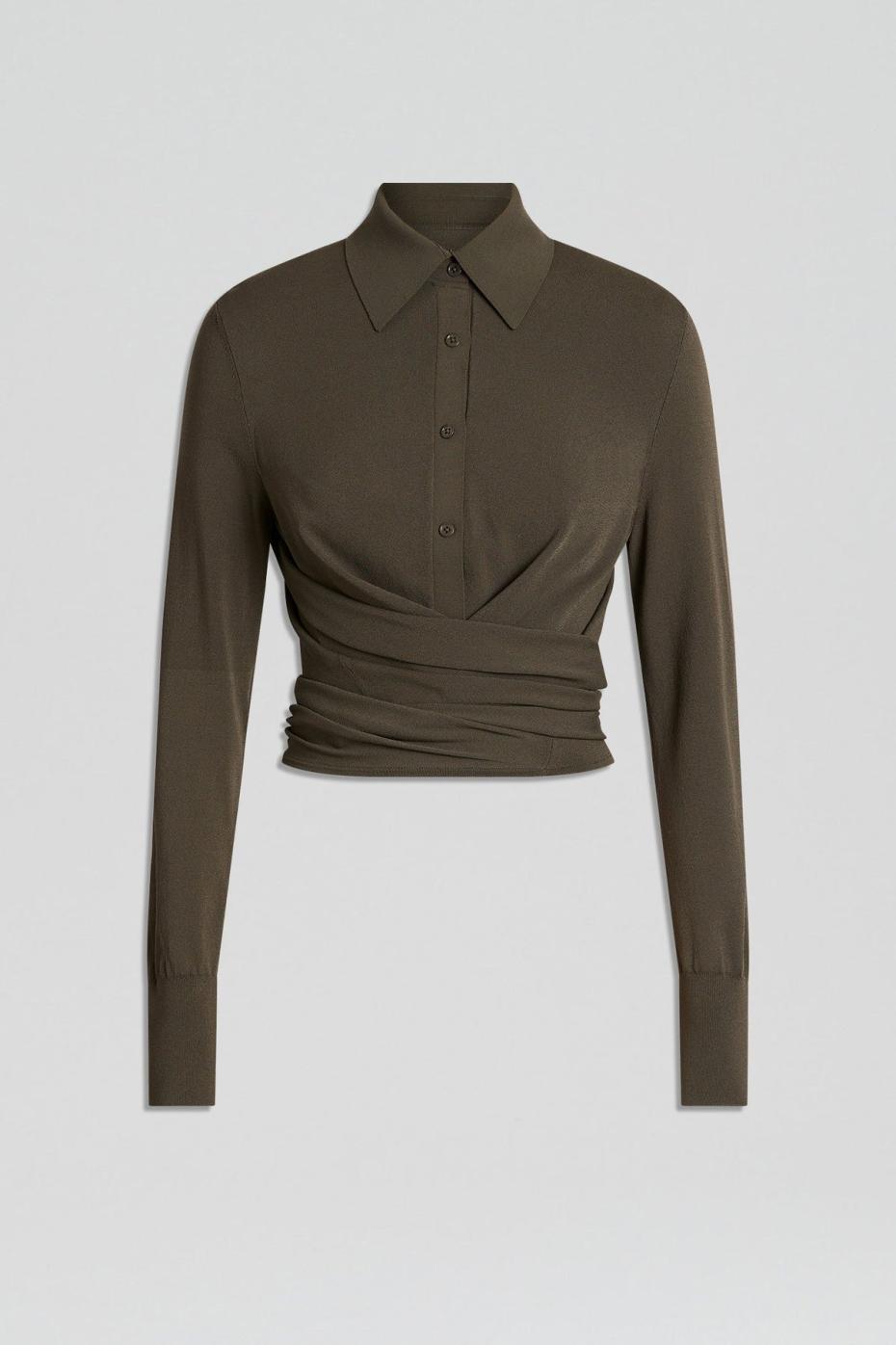 Tops | Women Scanlan Theodore MICRO CREPE WRAP SHIRT Safari