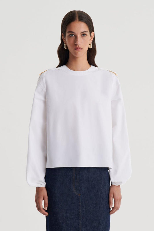 Tops | Women Scanlan Theodore PARACHUTE COTTON BUCKLE TOP White