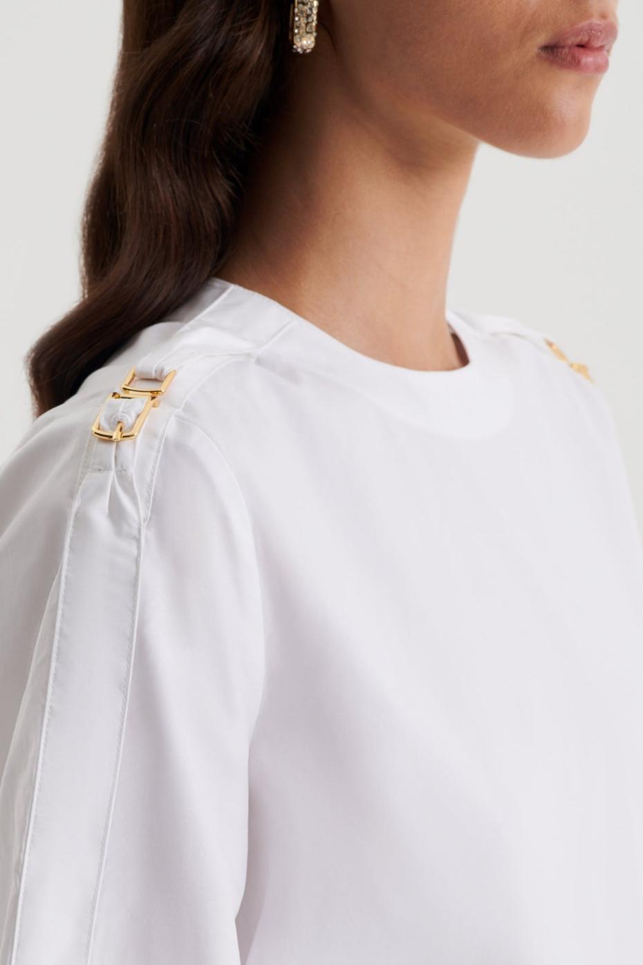 Tops | Women Scanlan Theodore PARACHUTE COTTON BUCKLE TOP White
