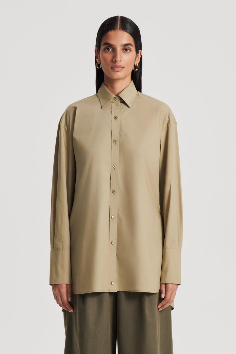 Tops | Women Scanlan Theodore PARACHUTE COTTON SHIRT Khaki