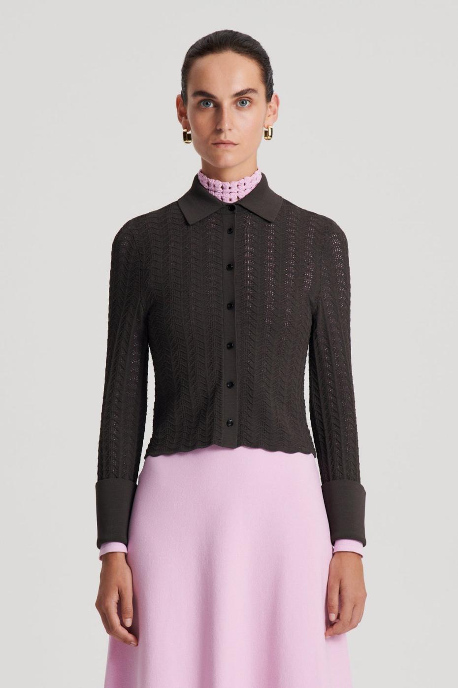 Tops | Women Scanlan Theodore PLEAT LACE LS SHIRT Jungle