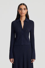 Tops | Women Scanlan Theodore PLEAT LACE LS SHIRT Navy