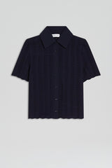 Tops | Women Scanlan Theodore PLEAT LACE SHIRT Navy