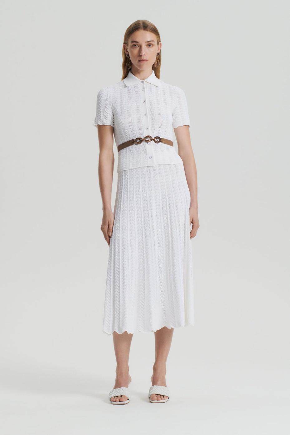 Tops | Women Scanlan Theodore PLEAT LACE SHIRT White