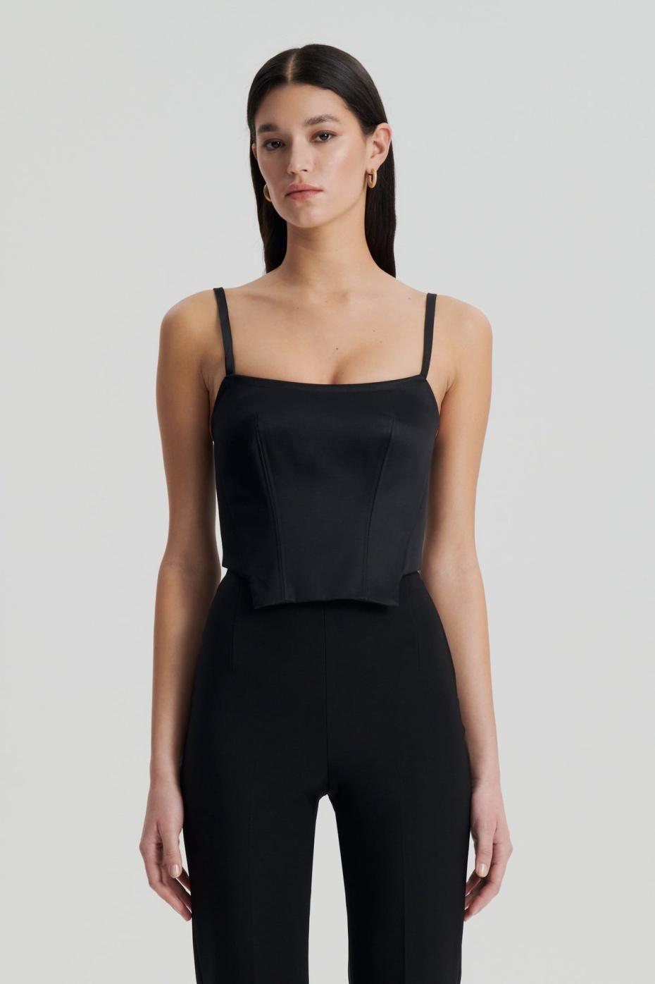 Tops | Women Scanlan Theodore SATIN BUSTIER Black