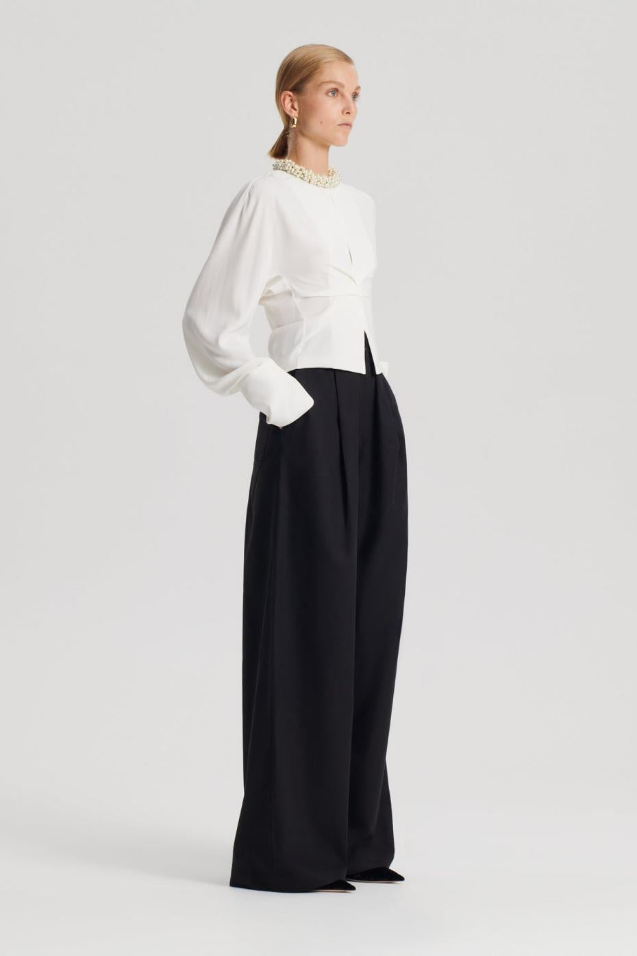 Tops | Women Scanlan Theodore SILK SATIN DRAPED TOP Creme