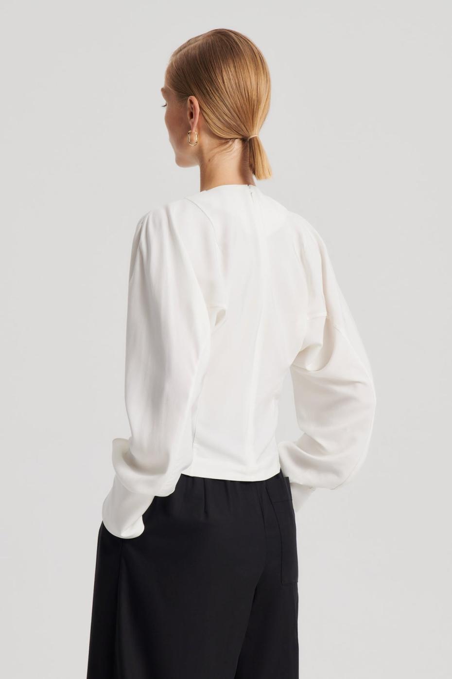Tops | Women Scanlan Theodore SILK SATIN DRAPED TOP Creme