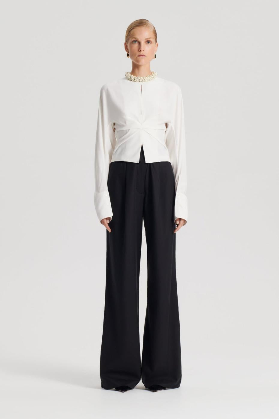 Tops | Women Scanlan Theodore SILK SATIN DRAPED TOP Creme