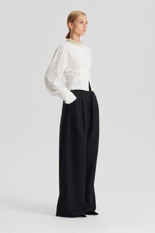 Tops | Women Scanlan Theodore SILK SATIN DRAPED TOP Creme