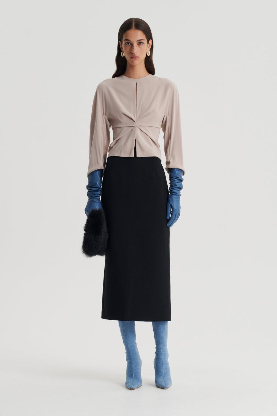 Tops | Women Scanlan Theodore SILK SATIN DRAPED TOP Mushroom